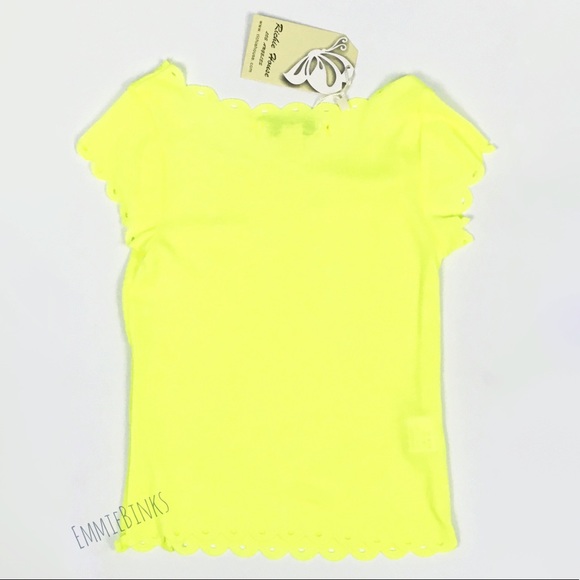 ➕NWT Girl’s Neon Boutique Pocket T-Shirt, Scallop Laser Cut Eyelet Edge - Picture 9 of 16